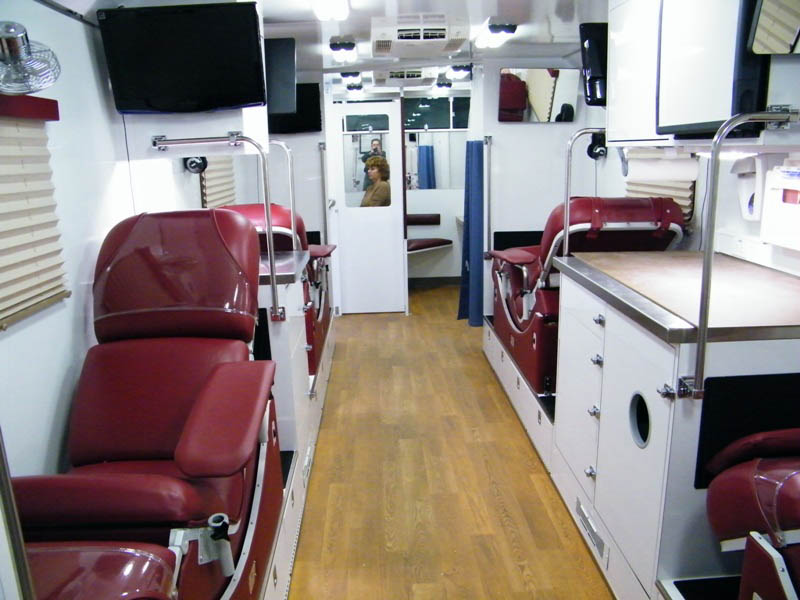 Inside blood mobile