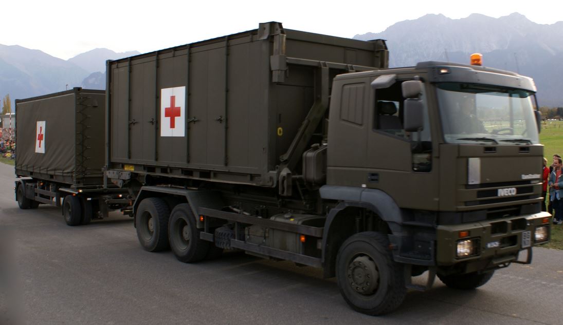 Hospital container in truck