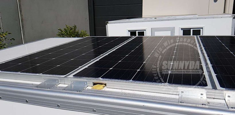 Solar powered for luxury portable toilet trailer