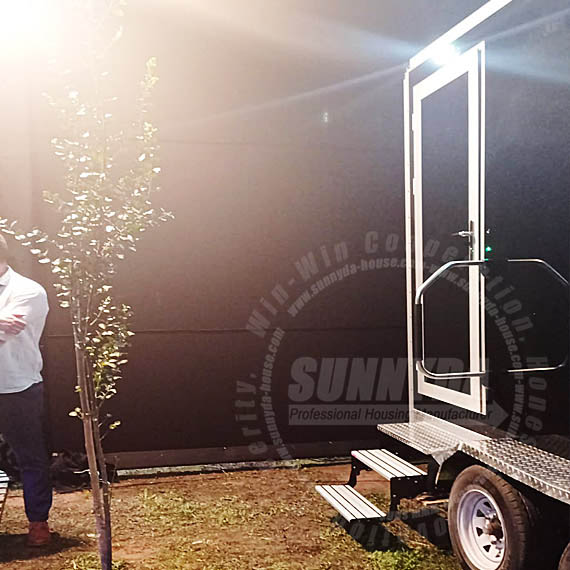 luxury portable toilet trailer night event
